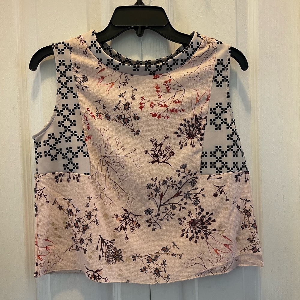 Zara TRF boxy floral sparkly sleeveless tank top Medium